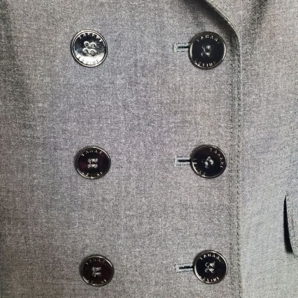 TAHARI Womens Blazer SZ 10 Gray Double Breasted Animal Lined Academia Office - Picture 5 of 11
